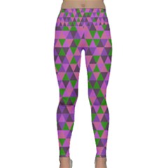 Retro Pink Purple Geometric Pattern Lightweight Velour Classic Yoga Leggings by snowwhitegirl