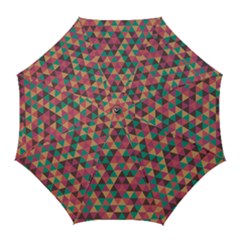 Retro Orange Green Geometric Pattern Golf Umbrellas