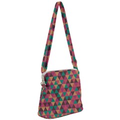 Retro Orange Green Geometric Pattern Zipper Messenger Bag by snowwhitegirl