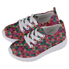 Retro Orange Green Geometric Pattern Kids  Lightweight Sports Shoes by snowwhitegirl