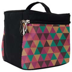 Retro Orange Green Geometric Pattern Make Up Travel Bag (big) by snowwhitegirl