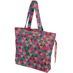 Retro Orange Green Geometric Pattern Drawstring Tote Bag by snowwhitegirl