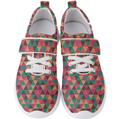 Retro Orange Green Geometric Pattern Men s Velcro Strap Shoes by snowwhitegirl