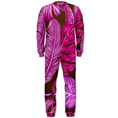 Tropical Pink Leaves Onepiece Jumpsuit (men)  by snowwhitegirl