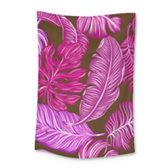 Tropical Pink Leaves Small Tapestry by snowwhitegirl