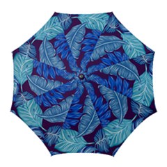 Tropical Blue Leaves Golf Umbrellas by snowwhitegirl