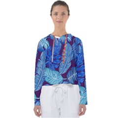 Tropical Blue Leaves Women s Slouchy Sweat by snowwhitegirl