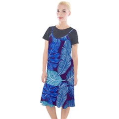 Tropical Blue Leaves Camis Fishtail Dress