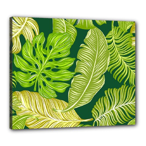 Tropical Green Leaves Canvas 24  X 20  (stretched)