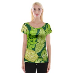 Tropical Green Leaves Cap Sleeve Top by snowwhitegirl