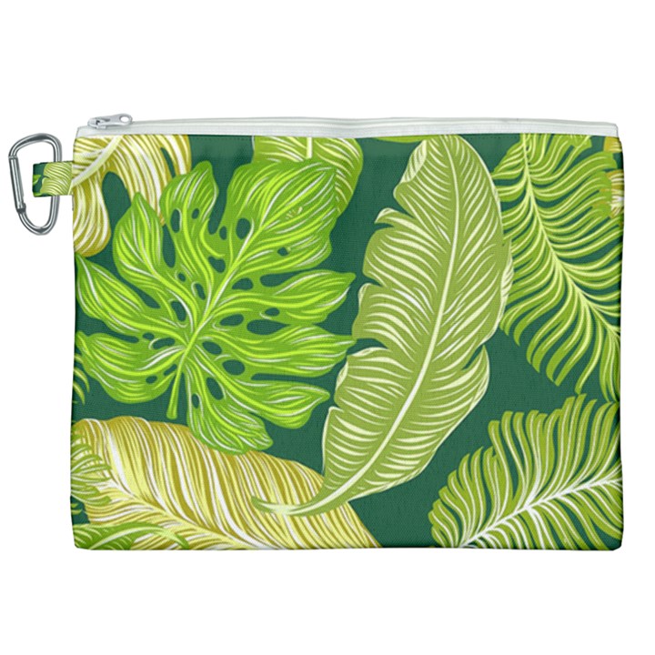 Tropical Green Leaves Canvas Cosmetic Bag (XXL)