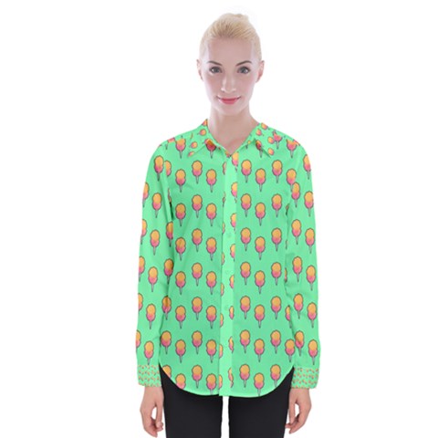 Cotton Candy Pattern Green Womens Long Sleeve Shirt by snowwhitegirl
