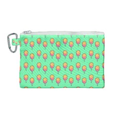 Cotton Candy Pattern Green Canvas Cosmetic Bag (medium)