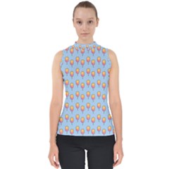 Cotton Candy Pattern Blue Mock Neck Shell Top by snowwhitegirl