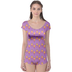 Cotton Candy Pattern Violet Boyleg Leotard 