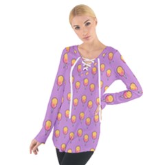 Cotton Candy Pattern Violet Tie Up Tee by snowwhitegirl