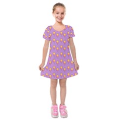 Cotton Candy Pattern Violet Kids  Short Sleeve Velvet Dress by snowwhitegirl