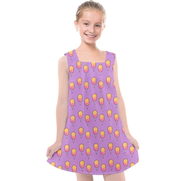 Cotton Candy Pattern Violet Kids  Cross Back Dress