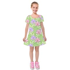 Lily Flowers Green Plant Natural Kids  Short Sleeve Velvet Dress by Pakrebo