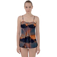 Horizon Sunset Evening Sunrise Babydoll Tankini Set by Pakrebo