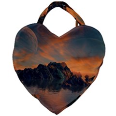 Horizon Sunset Evening Sunrise Giant Heart Shaped Tote by Pakrebo