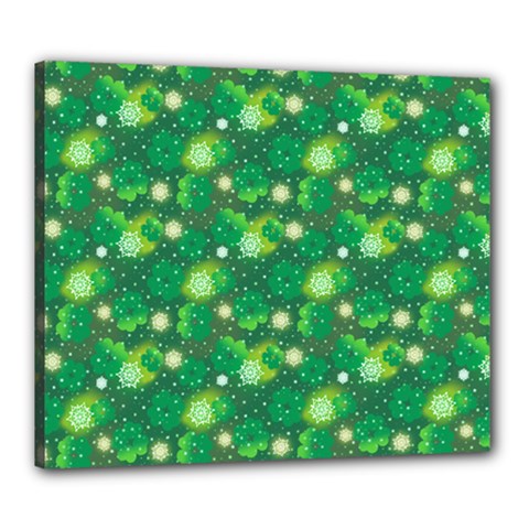 4 Leaf Clover Star Glitter Seamless Canvas 24  X 20  (stretched) by Pakrebo