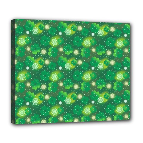 4 Leaf Clover Star Glitter Seamless Deluxe Canvas 24  X 20  (stretched)