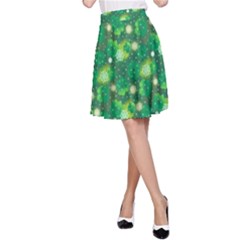 4 Leaf Clover Star Glitter Seamless A-line Skirt by Pakrebo