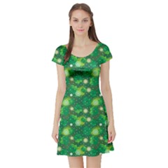 4 Leaf Clover Star Glitter Seamless Short Sleeve Skater Dress