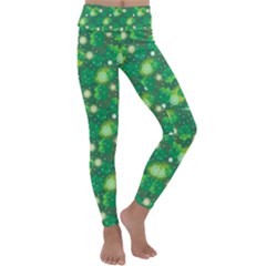 4 Leaf Clover Star Glitter Seamless Kids  Lightweight Velour Classic Yoga Leggings by Pakrebo