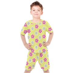 Traditional Patterns Plum Kids  Tee And Shorts Set by Pakrebo