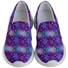 Snow White Blue Purple Tulip Kids  Lightweight Slip Ons by Pakrebo