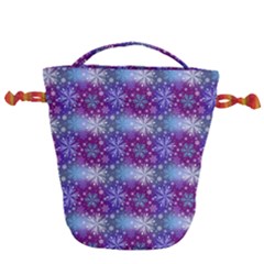 Snow White Blue Purple Tulip Drawstring Bucket Bag by Pakrebo