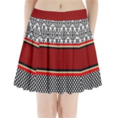 Background Damask Red Black Pleated Mini Skirt