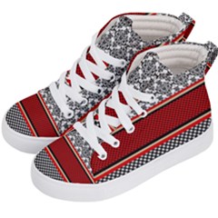 Background Damask Red Black Kids  Hi-Top Skate Sneakers