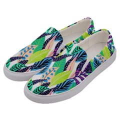 Leaves Drawing Pattern Nature Men s Canvas Slip Ons