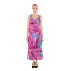 Leaves Tropical Reason Stamping Sleeveless Maxi Dress by Pakrebo