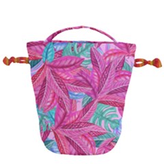 Leaves Tropical Reason Stamping Drawstring Bucket Bag by Pakrebo