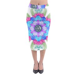Lotus Flower Bird Metatron s Cube Midi Pencil Skirt by Pakrebo
