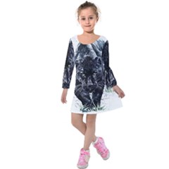 Panther Kids  Long Sleeve Velvet Dress by kot737