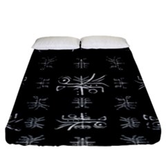 Black And White Ethnic Design Print Fitted Sheet (king Size) by dflcprintsclothing