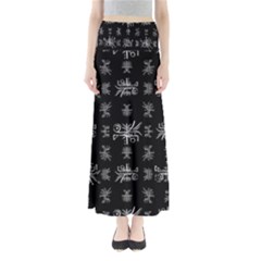 Black And White Ethnic Design Print Full Length Maxi Skirt by dflcprintsclothing