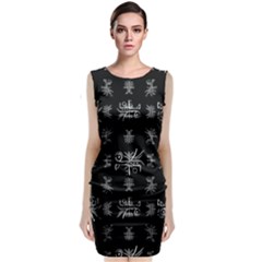 Black And White Ethnic Design Print Classic Sleeveless Midi Dress by dflcprintsclothing