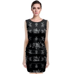 Black And White Ethnic Design Print Sleeveless Velvet Midi Dress by dflcprintsclothing