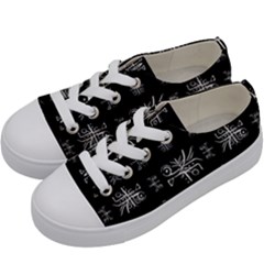 Black And White Ethnic Design Print Kids  Low Top Canvas Sneakers by dflcprintsclothing