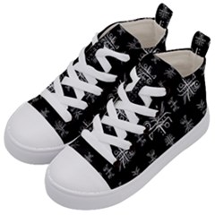 Black And White Ethnic Design Print Kids  Mid-top Canvas Sneakers