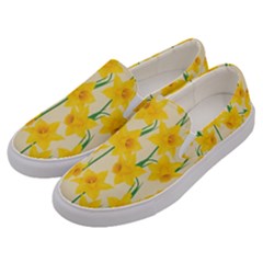 Yellow Daffodils Pattern Men s Canvas Slip Ons by Valentinaart