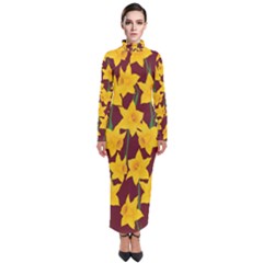 Yellow Daffodils Pattern Turtleneck Maxi Dress by Valentinaart