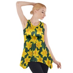 Yellow Daffodils Pattern Side Drop Tank Tunic by Valentinaart