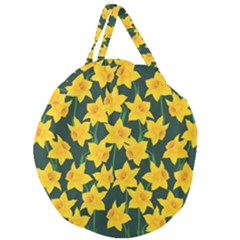 Yellow Daffodils Pattern Giant Round Zipper Tote by Valentinaart